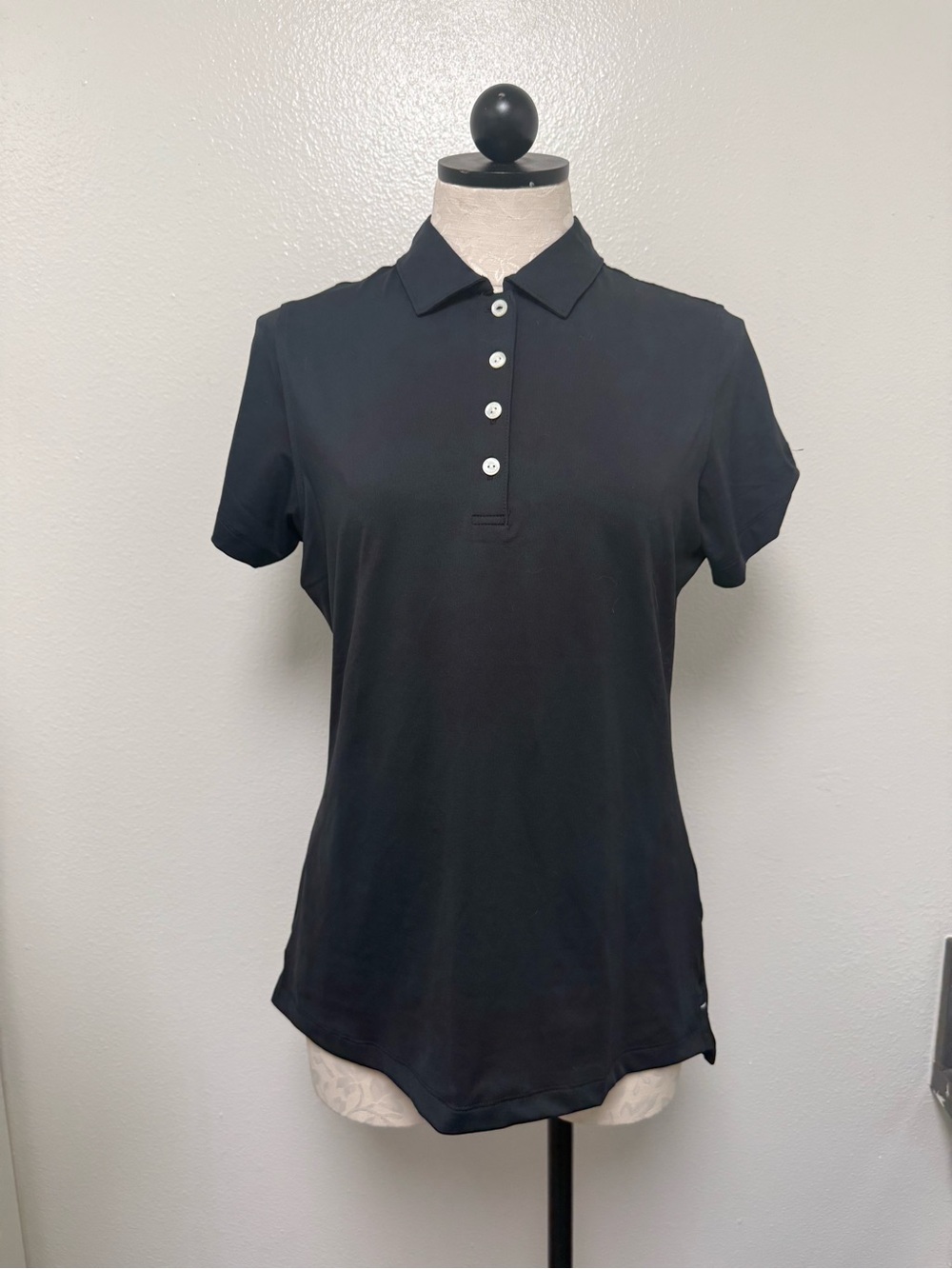 NWT Peter Millar Womens Golf Shirt Polo Button Up Black Classic Medium UPF 50+